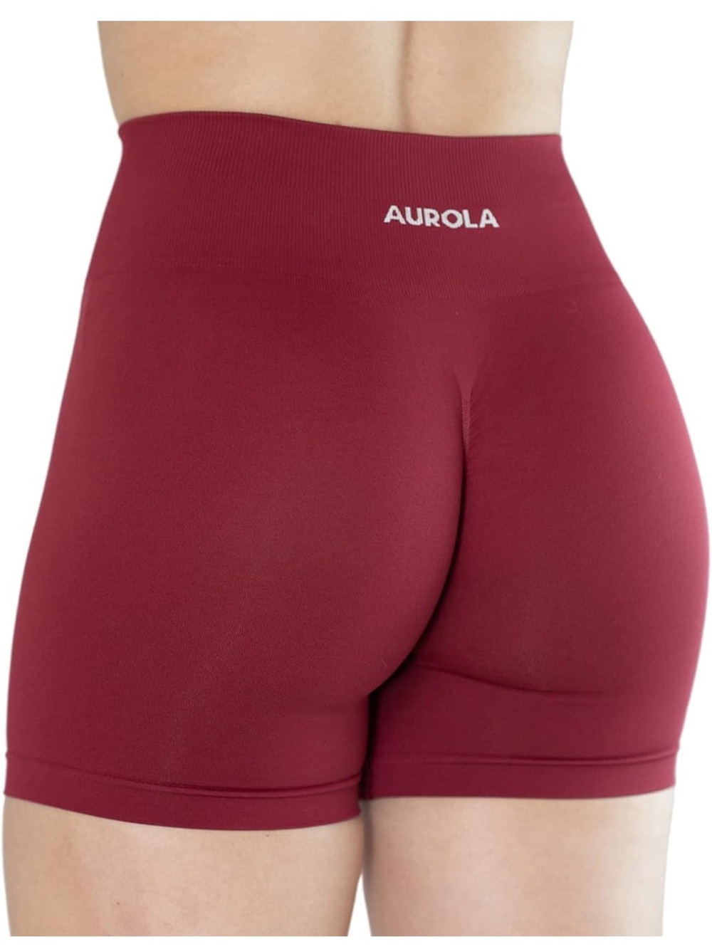 Aurola High-Waist Seamless Bike Shorts — Wine Red